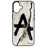 Cover Apple per iPhone 16+ Plus Silicone Anarchia 256 GB Graffiti Crepa Urbano Simbolo Metallo Ideologia Pittura Graffita Nero Realista