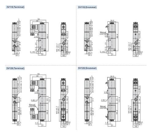 Électrovanne série 3V120 avec bobine solénoïde isolée 110V 12V - 7