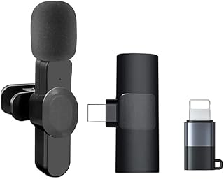 Wireless Microphone,Professional Wireless Lavalier Lapel Microphone for Android/iPhone/iPad Computer,Cordless Omnidirectional Recording Mic for Interview Video Podcast Vlog YouTube