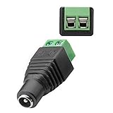 erenLINE® DC-Hohlbuchse, Netzteil-Buchse 2,1 x 5,5 mm; schraubbar; Montage ohne Spezialwerkzeug! Kein Löten, kein Crimpen!; mit Terminalblock 2 Pin