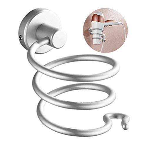 PEIUJIN Haartrocknerhalter, Wandmontage Fönhalter, mit Stecker Halter, Badezimmer Wohnzimmer Barbershop Föhn Halterung, aus hochwertigem Aluminum (Typ B) Cover
