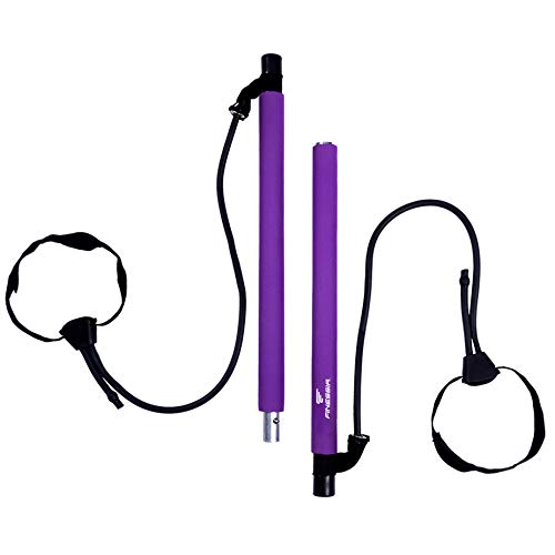 FINESSIA [2020 Upgraded] Adjustable Portable Pilates Bar Kit with Resistance Band, Toning Bar, Foot Loop, Yoga Pilates Stick, Exercise equipment, Full Body Workout, Home Gym [Storage Bag Included]