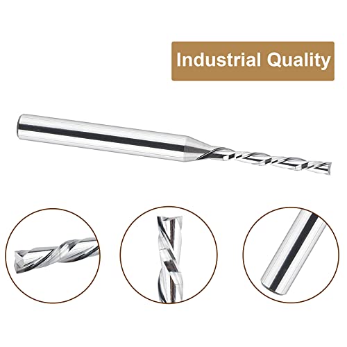 Spetool Extra Long Spiral Router Bit Down Cut 1/8 Inch Cutting Diameter, 1/4 Inch Shank 3 Inch Ovl Hrc55 Solid Carbide End Mill For Wood Cut Carving Engrave #TOP2
