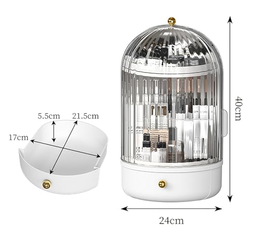 Rotating Makeup Organizer,Large 360° Spinning Skincare Storage Box,Waterproof & Dustproof Cosmetic Organizer Box for Countertop,Bathroom,Dresser,Gift,Women(D)2