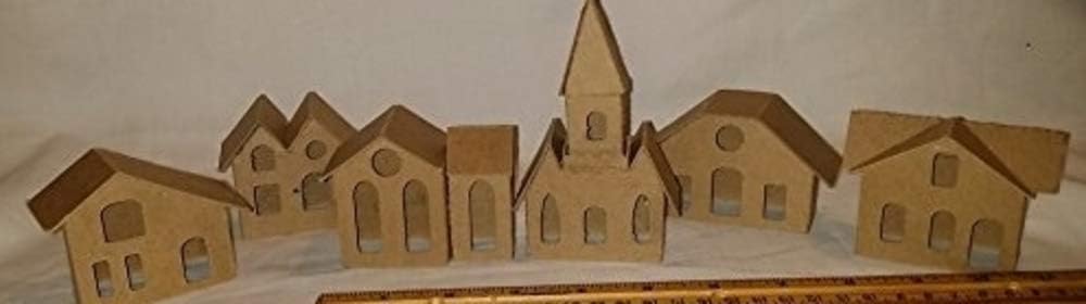 Putz Style DIY Cardboard Houses-Set of 6 Mini Vintage Houses