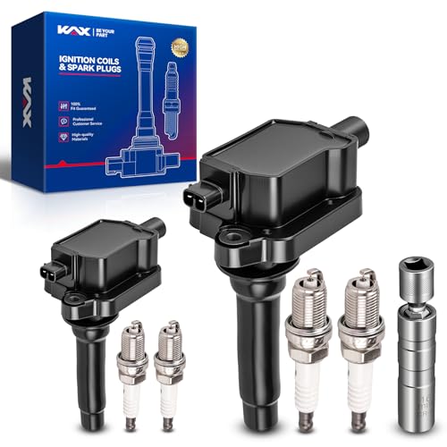 Image of KAX Ignition Coils & Spark Plugs Set Fit for Kia Spectra, Sephia | (w /tool) Spectra 2000-2003, 2004 1.8L, Sephia 1998-2001 UF253
