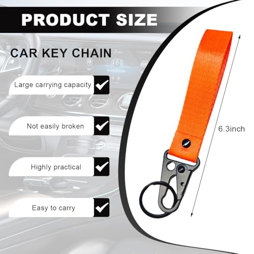 Image of Wevdn Car Key Chain, Fabric Metal Practical Multifunctional Motorcycle Keychain, Anti-Lost Keychain with O-Ring for Men Women (Orange)