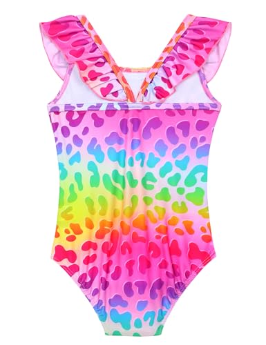 Image of Snowheart Girls Swimsuit One Piece Bathing Suit Kids Quick Dry Shoudler Ruffle Floral Swimwear for 3-12 Years Old