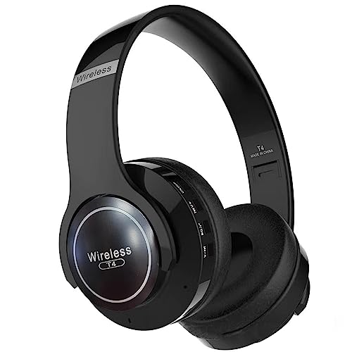 Bluetooth Headphones Over Ear, 20 Hours Playtime Wireless Headphones with Microphone, Memory Foam Ear Cups and Noise Cancelling, Foldable Headphones for Online Class, Office, PC, Phone(Black)