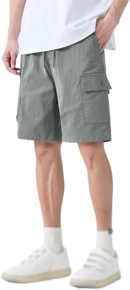 Men's Elastic Waist Pants Casual Work Shorts Man