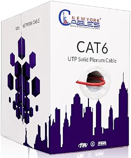 NewYork Cables CAT6 Plenum Cable 1000ft (CMP) | Easy to Pull Quality Tested Plenum Rated Wire | 23AWG Solid Conductor 550MHz, 4Pair 10 GB UTP Internet Cable, Available in Multi Colors (Blue)