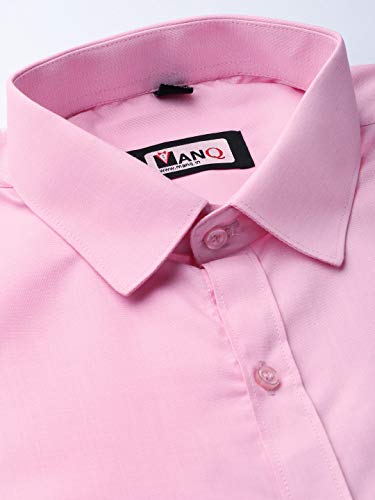 Image of MANQ Men's Regular Fit Cotton Formal Shirt, Full Sleeves, Spread Collar, Button-Down, Office, Business & Casual Wear