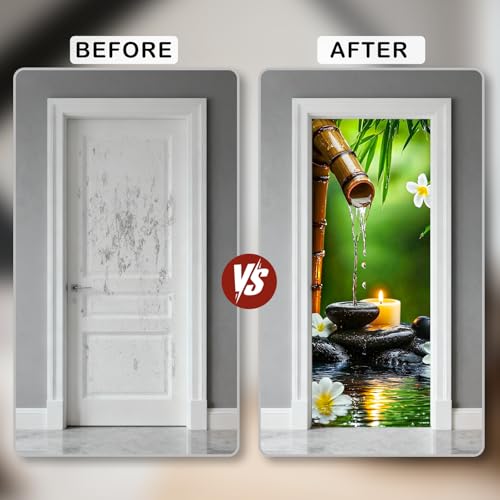 Image of Nuxovilar Bamboo Water Door Sticker 30.3x78.7 Inches PVC Decal