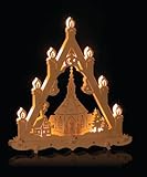 Grösse: B:47 x H:49 x T:6 cm ERM Holzmanufaktur Lichterspitze klein, Kirche Seiffen Erzgebirge traditionelles Motiv Lichterecke Leuchter mit 10 Kerzen (innen 3-fach beleuchtet), Grösse: B:47 x H:49 x T:6 cm