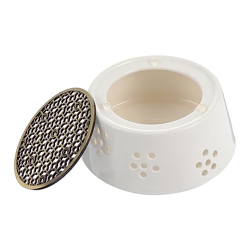Mobestech 1 PC Elegant Ceramic Teapot Warmer Tea Heater with Hollow Design for Warming Tea and Food White