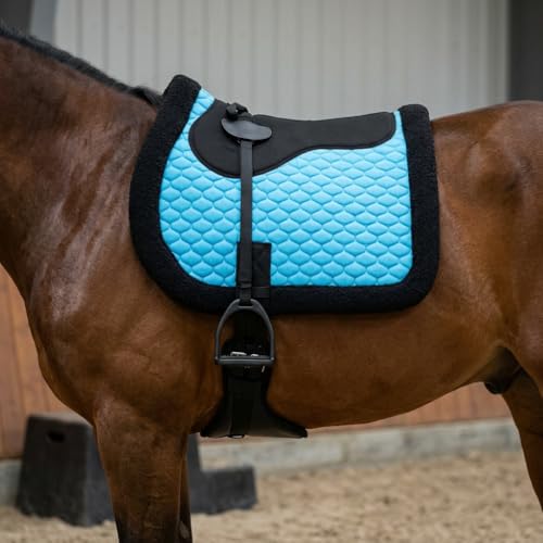 Image of Horse Quilted English Bareback PAD Trail Fleece Neoprene Turquoise 72F48TR