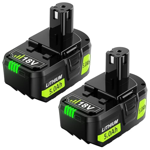 2 Pack 5.0Ah P108 Replacement Battery for Ryobi 18V Battery Compatible for Ryobi One+ P102 P103 P104 P105 P106 P107 RB18L40 RB18L50 RB18L13 RB18L15 RB18L25 with LED Indicator