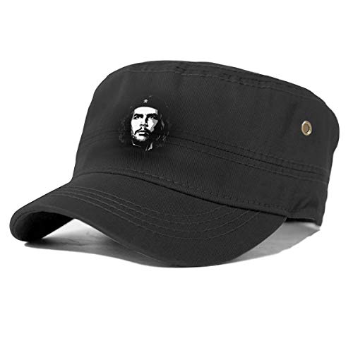 QF9USFEI Che Guevara Fashion Unisex Adult Washed Denim Cotton Military Army Cadet Cap Flat Top Hat