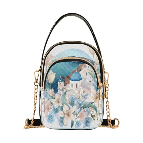 Mnsruu Women Girls Crossbody Bag, Lily Flower Greece Ladies Shoulder Bag, Cellphone Handbags Coin Purse Wallet Gifts