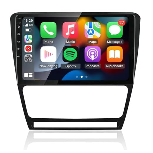 EZoneTronics Android Autoradio für Skoda Octavia 2009-2013 mit Carplay Android Auto10-Zoll-Touchscreen GPS-Navigation Bluetooth WLAN-Spiegelverbindung USBSWC AM FM RDS Radio SWC DSP-Player