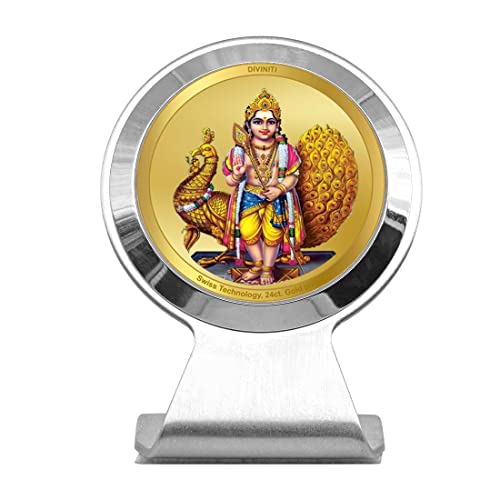 Image of DIVINITI 24K Gold Plated Religious Car Dashboard Frame | Premium God Idol Frame for Car, Home Mandir & Office Table | Spiritual Gift, Decorative Showpiece