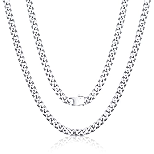Santhree 5.5Mm Pure Titanium Cuban Link Chain Necklace, Vintage Lightweight Skin-Friendly Titanium Chain Necklace For Men Women, 24 Inch #TOP5