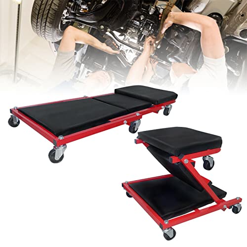 YRHome Tabla 2 en 1 con ruedas para montaje y taller, plegable, máx. 150 kg, 92 x 44 x 12 cm, ruedas de 360°