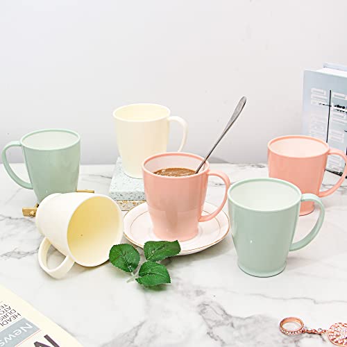 Jgirl Coffee Cup 6-Piece Set, Plastic Coffee Cup Set, 10 Oz Non-Breakable Plastic Coffee Cup, With Handle, Bpa-Free, 3Colors, Reusable Plastic Cup (Dishwasher Safe) #TOP3