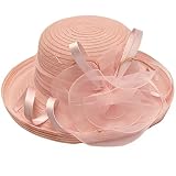 Yumza Tea Party Hats for Women: Derby Hats for Women 2026, Summer Travel Wedding Church Fascinator Flower Hat, Tea Party Hat (Pink)