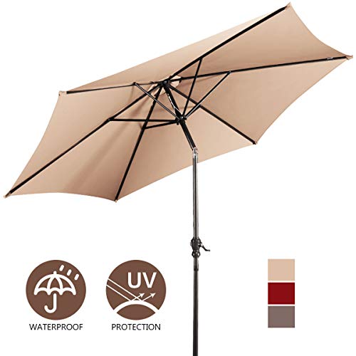 Giantex 10ft Outdoor Patio Umbrella, Market Table Umbrella w/Tilt Adjustment and Crank, 180G