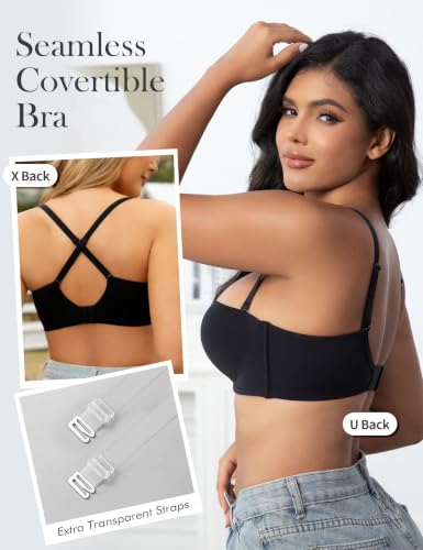 Image of Wireless Push Up Balconette Bras for Women Add 1 Cup Seamless Bra