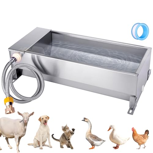 Abreuvoir Automatique pour Chien, Grande Capacité en Acier Inoxydable avec Tuyau Tressé et Connexion pour Chien, Poulet, Oie et Canard