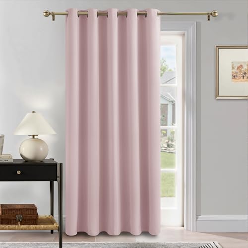 PONY DANCE Girls Pink Bedroom Curtain, Thermal Insulated Room Darkening Curtain with Eyelet, Short Energy Saving Drape for Nursery/Kids Bedroom, 1 Panel, W66 x L84 Inch, Pink