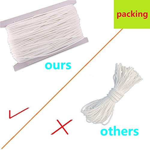 image for Yalis Elastic Band for Ear Loop Cord String 50 Yards, White Braided El
