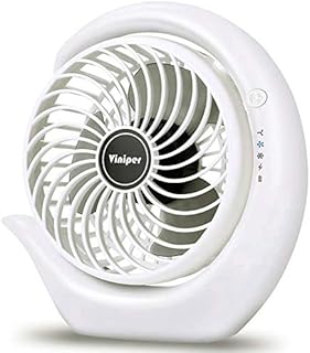 Viniper Portable Rechargeable Fan, Small Desk Fan : 3 Speeds & about 8-24 Hours Longer Working, 180° Rotation, Portable Desktop Fan Small but Mighty, Strong Wind (White, Light Black Blade)