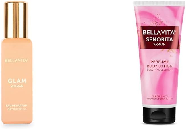Bella Vita Luxury GLAM Woman Eau De Parfum Senorita Woman Perfume Body Lotion for Nourishing Hydrating Soft SuppleHealthy Skin with Argan Oil and Shea Butter 200 Ml