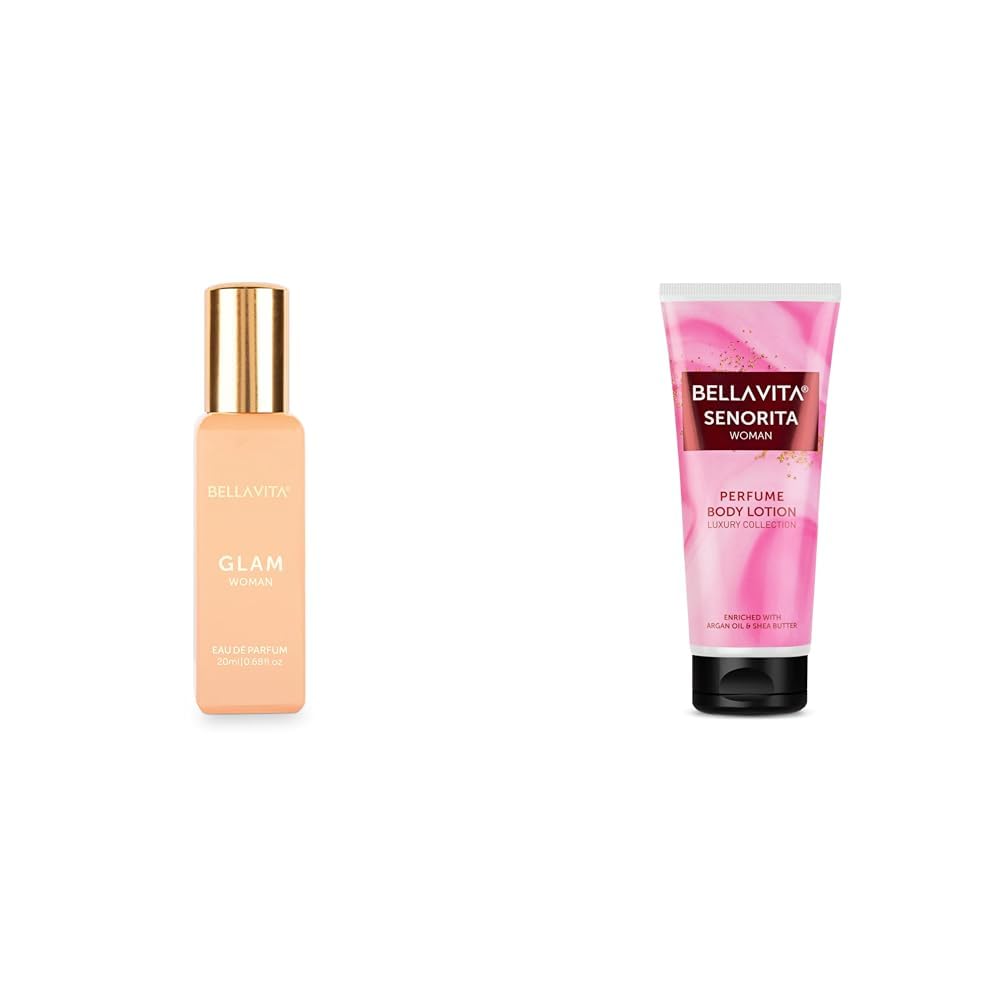 Bella Vita Luxury GLAM Woman Eau De Parfum Senorita Woman Perfume Body Lotion for Nourishing Hydrating Soft SuppleHealthy Skin with Argan Oil and Shea Butter 200 Ml