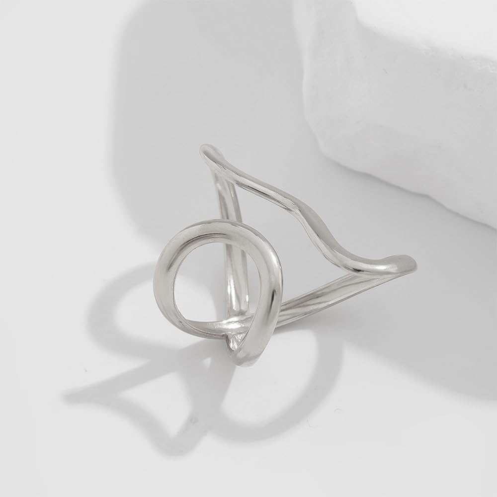 Gold Irregular Thumb Rings for Women Chunky Non Tarnish Stainless Steel Spiral Ring Adjustable Wave Womens Thumbs Rings Unique Ladies Statement Jewelry - Image 7