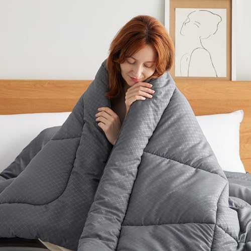 Image of Bedsure Comforter Duvet Insert - Quilted Comforters Queen Size, All Season Duvet, Down Alternative Bedding Comforter with Tabs(Grey Diamond Pattern,Queen 88 inchx88 inch)