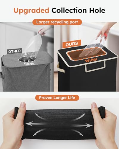 Image of SOLEDI Recycle Bins for Kitchen,26 Gallon Recycling Bin with Lid and 2 Removeable Reusable Inner Bags,Indoor Recycling Trash Can for Collector of Bottles Cans, and Plastic,Black