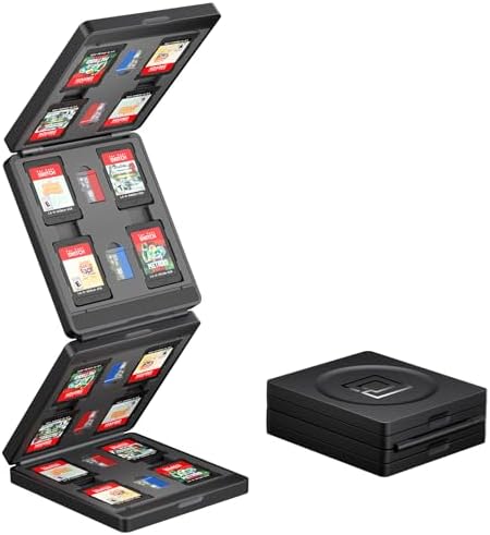 （09:30時点） JSAUX ゲームカードケース｜4つ折りデザイン・ゲームカード16枚＋micro SDカード8枚収納・Switch 2／OLED／Lite対応・ポケットサイズ・旅行携帯便利・ハードシェル整然収納・傷防止・ホコリ防止・耐衝撃・高い保護性能・ブラック