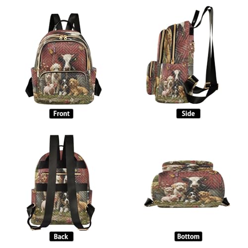 Image of ALAZA Cow Dog Pig Butterfly Women Backpack Purse Ladies Fashion Shoulder Bag Daypack Travel Bag 10L