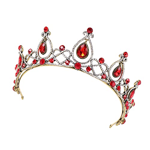 Tocados para el pelo con corona barroca roja y diademas de fiesta para mujer