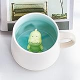Lemon Park Surprise 3D Coffee Mug Animal Inside 12 oz with Dinosaur,Cute Cartoon Handmade Ceramics Cup,Christmas Birthday Surprise for Friends Family or Kids (Dinosaur)