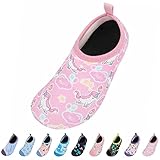 GEWEO Escarpines Agua Niño Niña Infantiles Verano Zapatos de Agua Chico Chica Descalzos Piscina Nadar Natación Neopreno Antideslizante Bebé Buceo Surf Windsurf Suela Blanda Unicornio Rosa EU 22-23