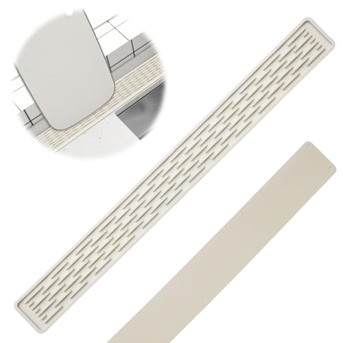 PRITOK Abtropfmatte Schmal: 70 x 5 x 0,5 cm Abtropfmatte Silikon, Lange Abtropfmatte, Schmale Barmatte, Verlängerte, Silikon-Abtropfmatte für Geschirr, Tassen, Flaschen (Cremefar, 70cm)