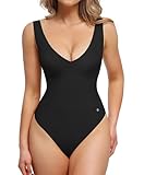 Picture of Popilush Body Suits for Womens - Going Out Tank Tops - Plunge Deep V Neck Backless Sleeveless Tummy Control Shapewear Bodysuit