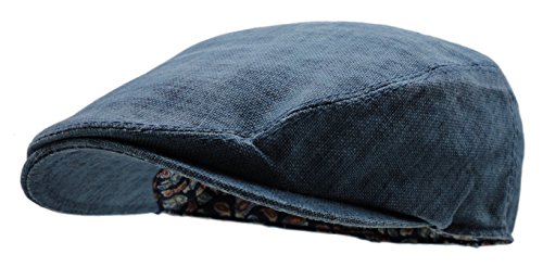 Men's Linen Gatsby Newsboy Golf Flat Ivy Hat (Blue, L/XL)