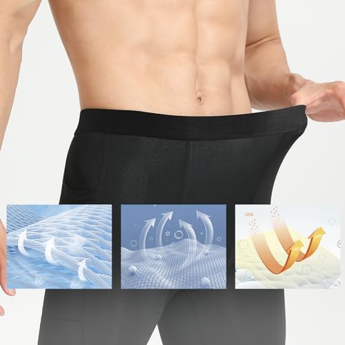 Towintec Calça masculina de compressão com bolso, atlética, para corrida, bolsos para celular, leggi