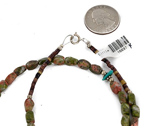 $200Tag Certified Silver Navajo Natural Turquoise Native American Necklace 16037-4 Made By Loma Siiva #TOP1